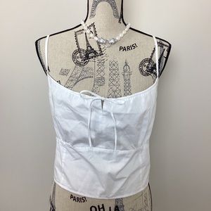 Abercrombie & Fitch Women’s White Cropped Top Shirred Back w Spaghetti Straps